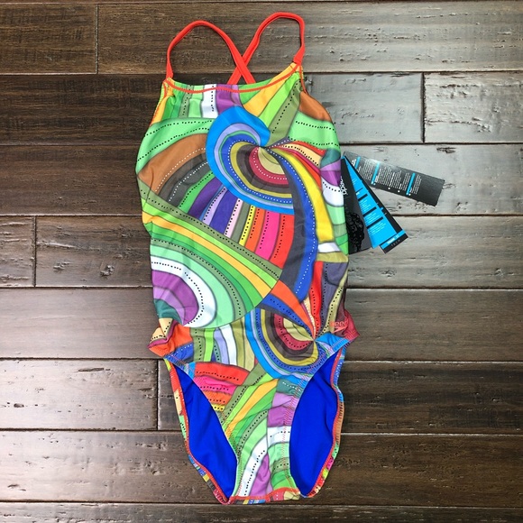 Speedo One Piece Swimsuit Multicolor New - Picture 3 of 8